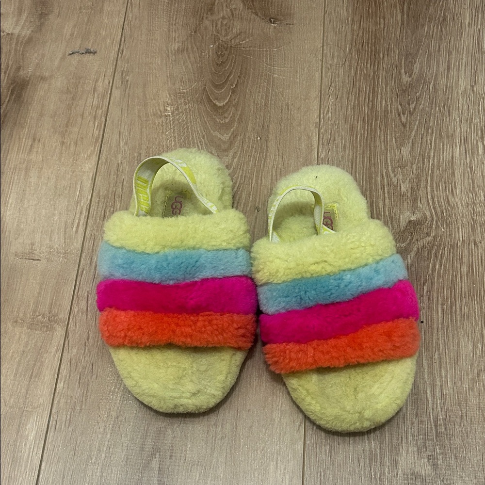 UGG Kids' Vibrant Sherpa Striped Slippers